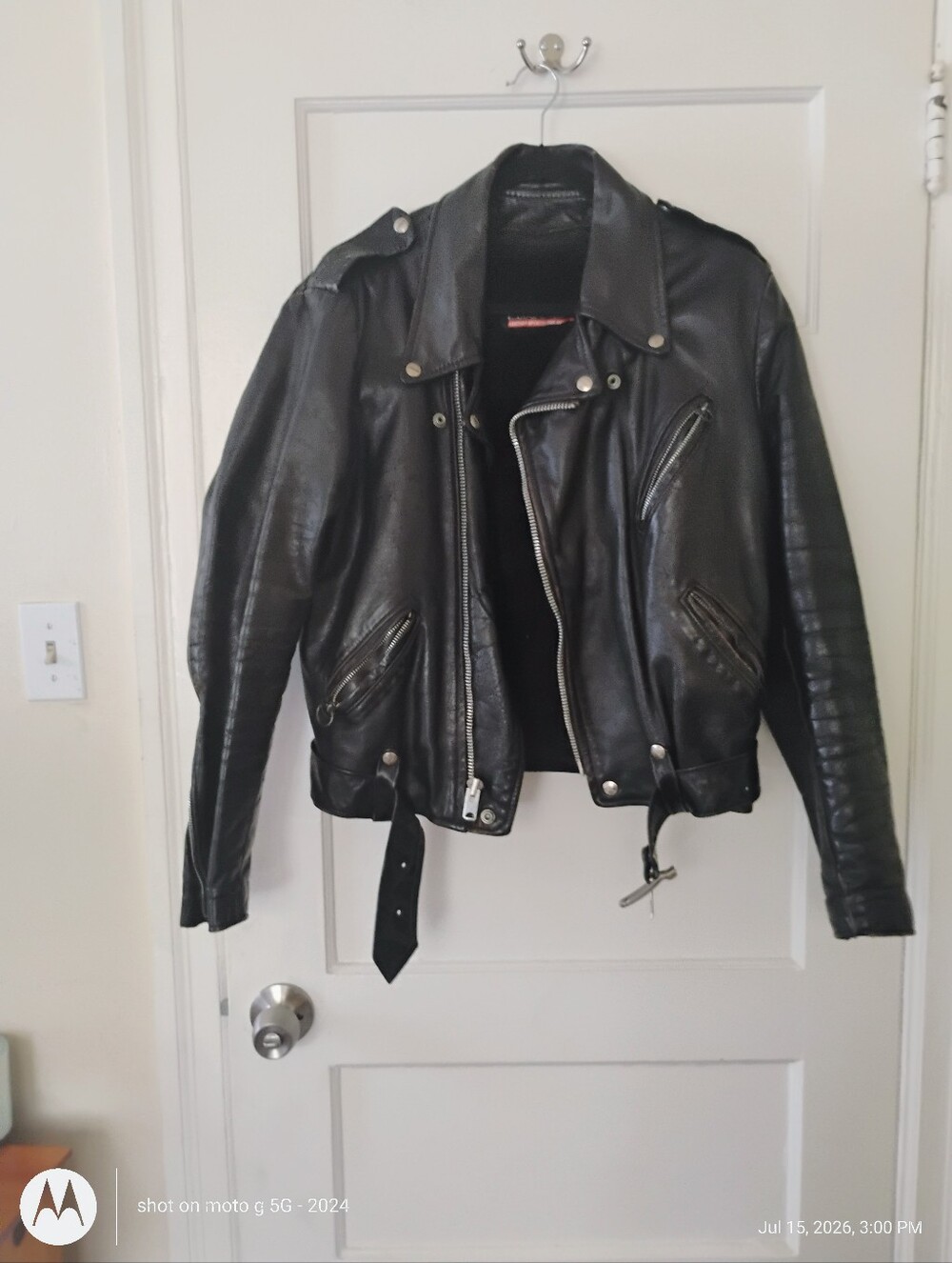 Brooks Black Leather Biker Jacket